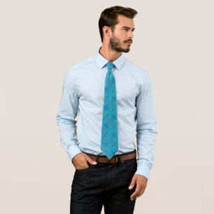 Coastal Beach Salty Waves Pattern On Turquoise  Tie