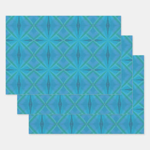 Coastal Beach Salty Waves Pattern On Turquoise  Wrapping Paper Sheet