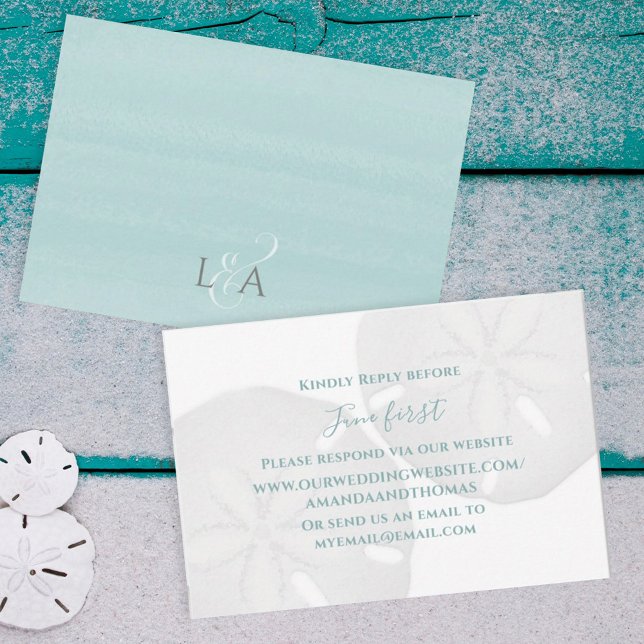 Coastal Beach Sand Dollar Wedding Website RSVP  Card (Creator Uploaded)
