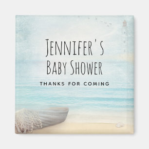 Coastal Beach Scene Nautical Themed Baby Shower Magnet