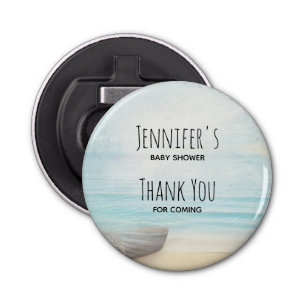 Coastal Beach Scene with a Boat Baby Shower Bottle Opener