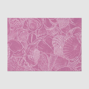 Coastal Beach Sea Shell Pink White Decoupage Tissue Paper