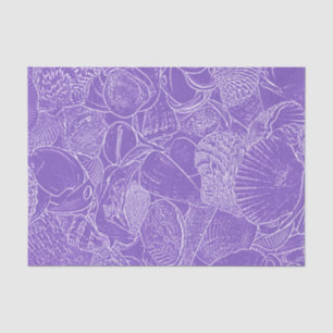 Coastal Beach Sea Shell Purple White Decoupage Tissue Paper