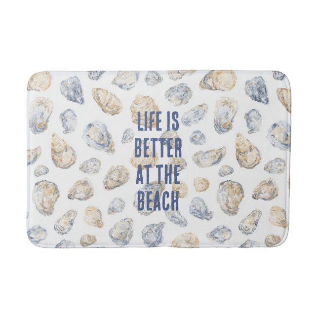 Coastal Beach Sea Shells Bath Mat (Front)