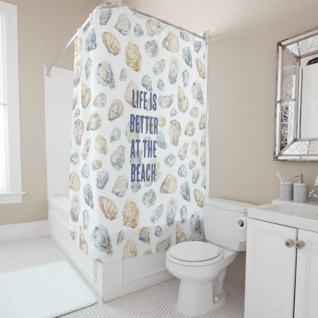 Coastal Beach Sea Shells Shower Curtain (In Situ)