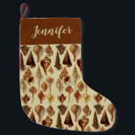 Coastal Beach Seashells Brown Beige Vintage Snails Small Christmas Stocking<br><div class="desc">Recommended for a coastal Christmas by the beach. It has various seashells of sea snails of different forms. The background is light brown, like the sand or the old paper.. The snail seashells are a zoological illustration from a vintage zoology book, "A Conchological Manual" by G.B. Sowerby, from 1839, now...</div>