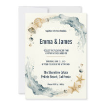 Coastal Beach Seashells Starfish Watercolour Weddi