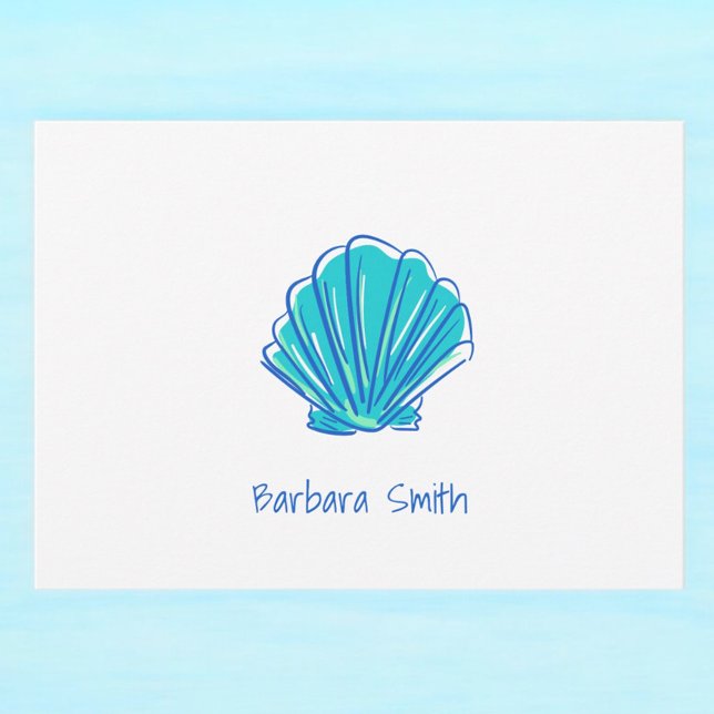 Coastal Beach Shell Blue Thank You Custom Card (Creator Uploaded)