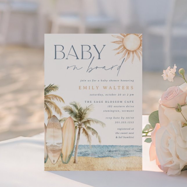 Coastal Beach Surf Theme Baby Shower Invitation (Creator Uploaded)