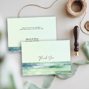 Coastal Beach Tide Pool Sea Green Stripes Wedding Thank You Card