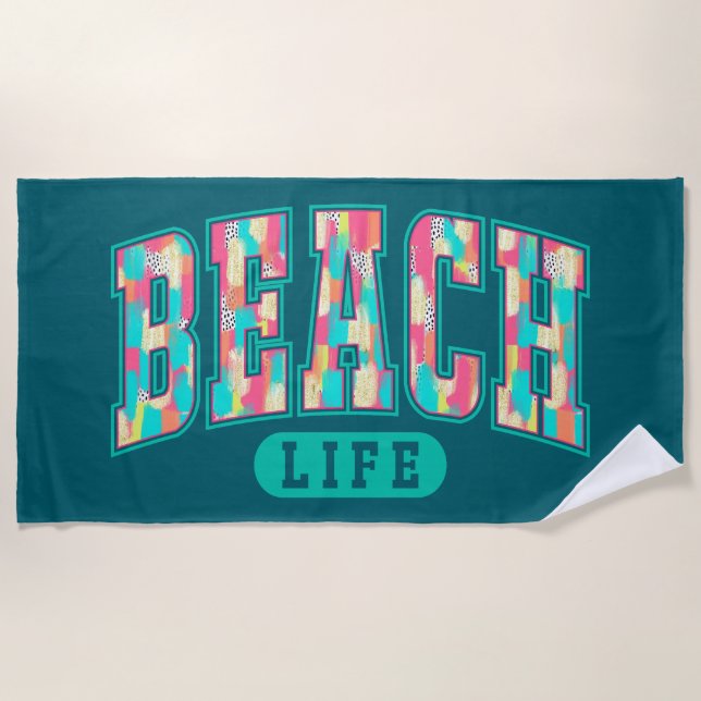 Coastal Beach Towel for Summer Vacations, Pool Day (Front)
