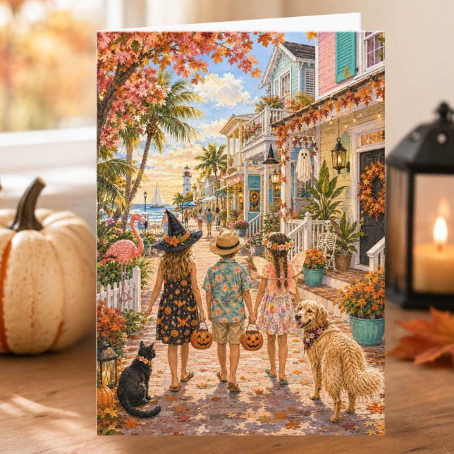 Coastal Beach Town Happy Halloween Card (Creator Uploaded)