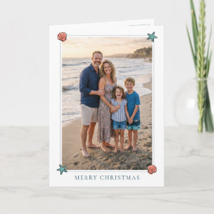 Coastal Beach Tree Beach Christmas Holiday Card