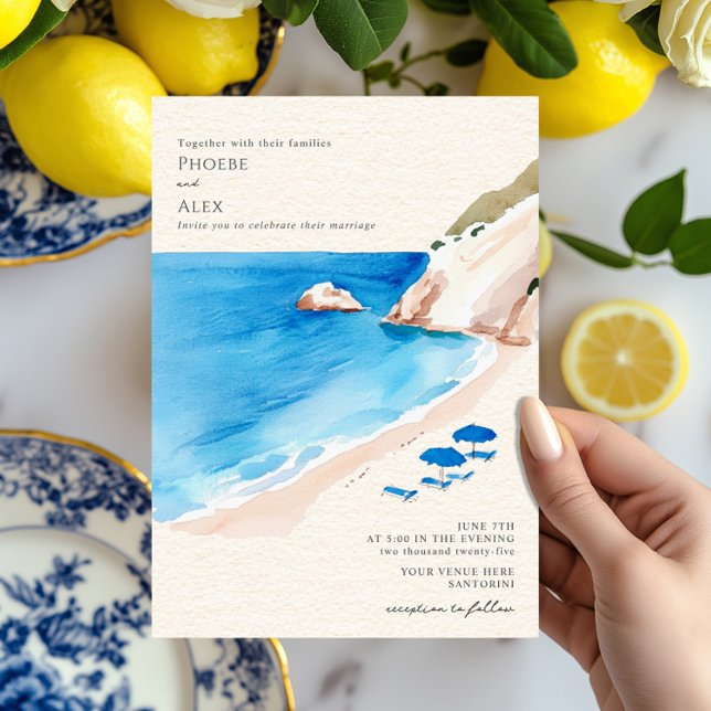 Coastal Beach Umbrellas Wedding Invitation (Creator Uploaded)