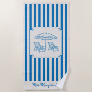 Coastal Beach Vibes Blue Stripes Towel