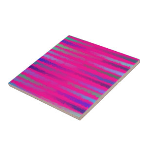 Coastal Beach Waves Salty Watercolor On Hot Pink Tile