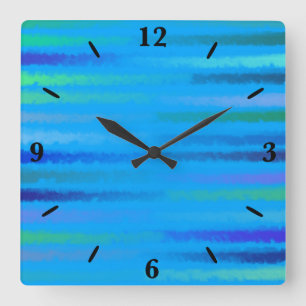 Coastal Beach Waves Salty Watercolor Painting Square Wall Clock