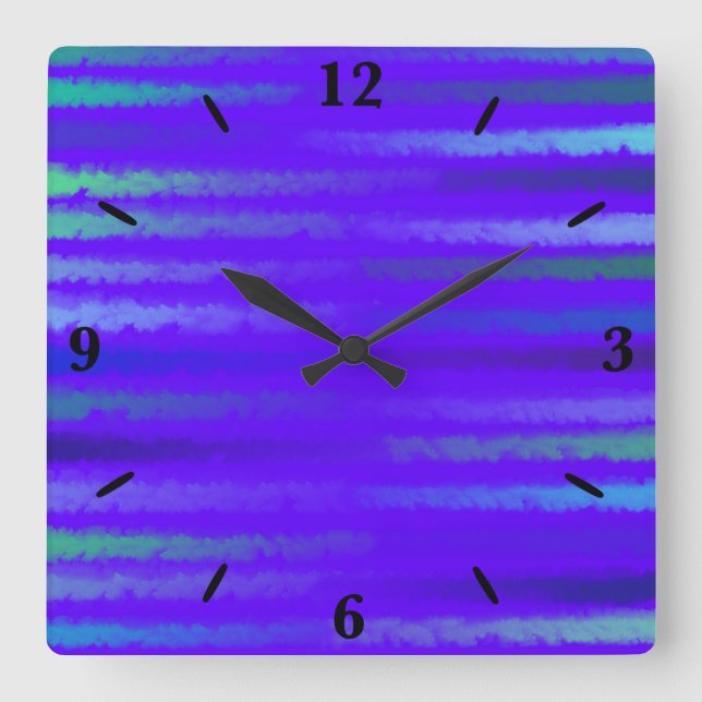 Coastal Beach Waves Salty Watercolor Painting Square Wall Clock (Front)
