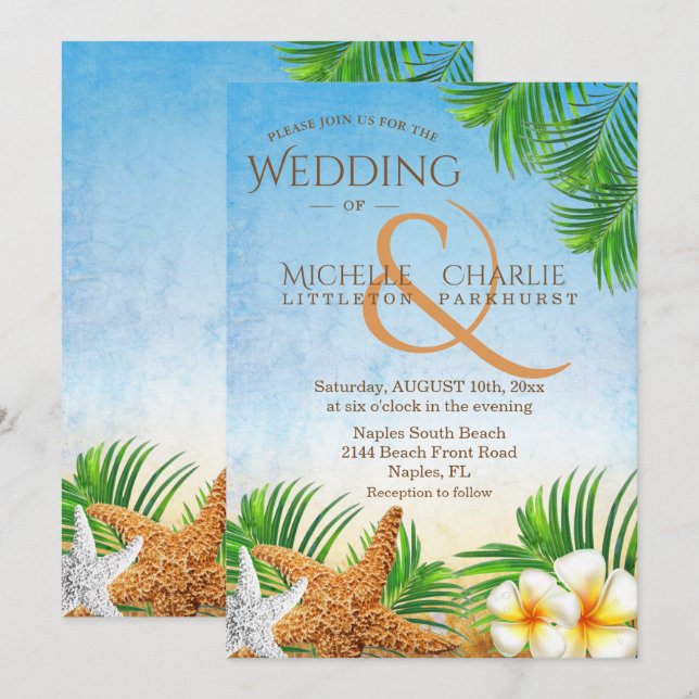 Coastal Beach Wedding Invitation (Front/Back)
