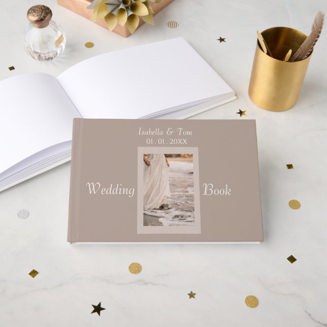 Coastal Beach Wedding | Neutral Boho Guest Memory  Book (Front Open)