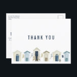 Coastal Beach Wedding Thank You  Postcard<br><div class="desc">Show your guests just how much you appreciate their attendance and gifts with these coastal beach wedding thank you cards. Simple beach house design in a calming blue and white colour palette,  add your return address and thank you message to the back.</div>