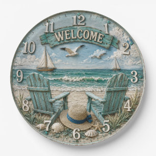 Coastal Beach Welcome Nautical Ocean Decor Paper Plate