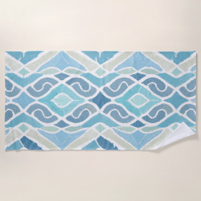 Coastal/beachy/nautical blue beach towel (Front)