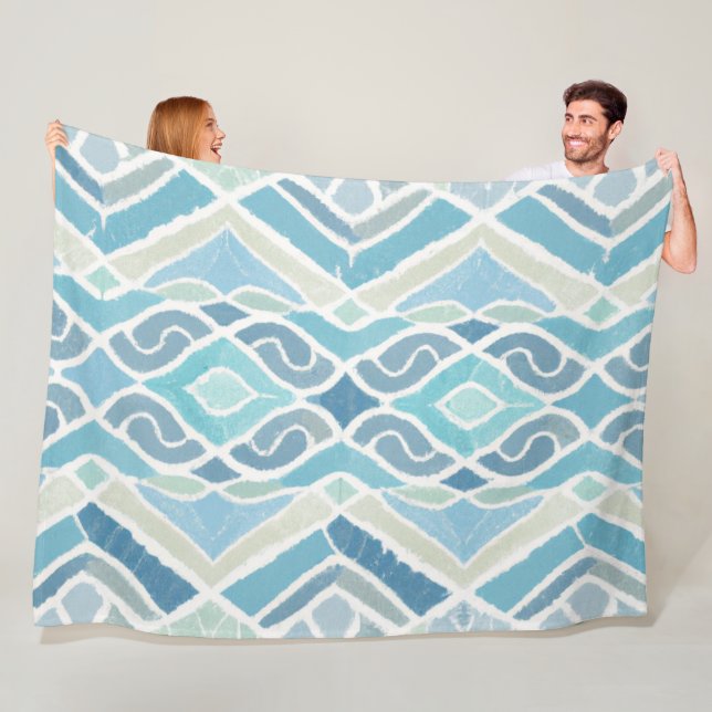 Coastal/beachy/nautical blue fleece blanket (In Situ)