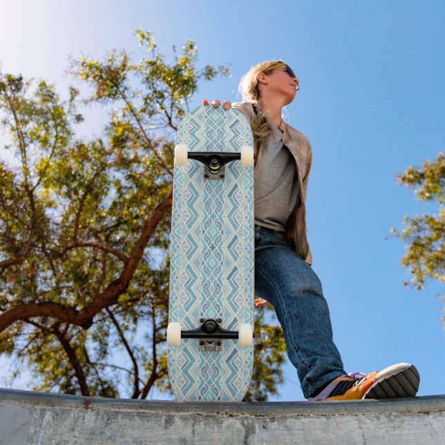 Coastal/beachy/nautical blue skateboard (Outdoor 1)