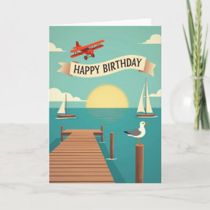 Coastal Birthday Banner Card