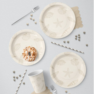 Coastal Bites Sandy Taupe Paper Plate