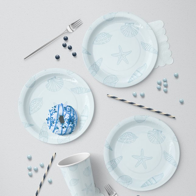 Coastal Bites Seafoam Blue Paper Plate (Creator Uploaded)