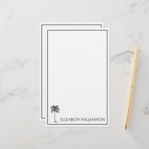 Coastal Black Palmetto Palm Tree Personalised Stationery