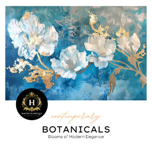 Coastal Blue and Gold Floral Seaweed Tissue Paper