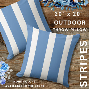 Coastal Blue And White Awning Striped Cushion