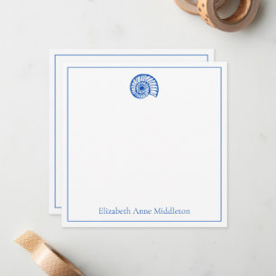Coastal Blue and White Shell Personalised Card