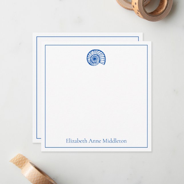 Coastal Blue and White Shell Personalised Card (Front/Back In Situ)