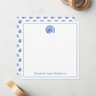 Coastal Blue and White Shell Personalised Card