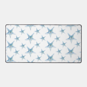Coastal Blue and White Starfish Cute Desk Mat