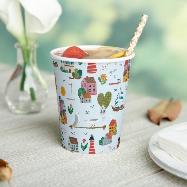 Coastal Blue Baby Shower Party Paper Cups (Insitu)