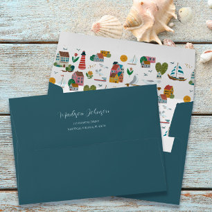 Coastal Blue Baby Shower Thank you Envelope