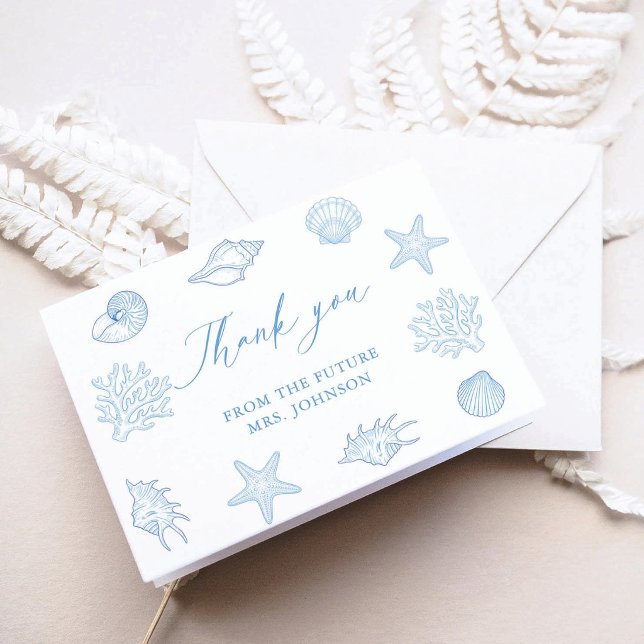Coastal Blue Bridal Shower Thank You Card (Creator Uploaded)
