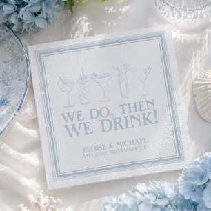 Coastal Blue Cocktail Wedding Reception Bar Napkin