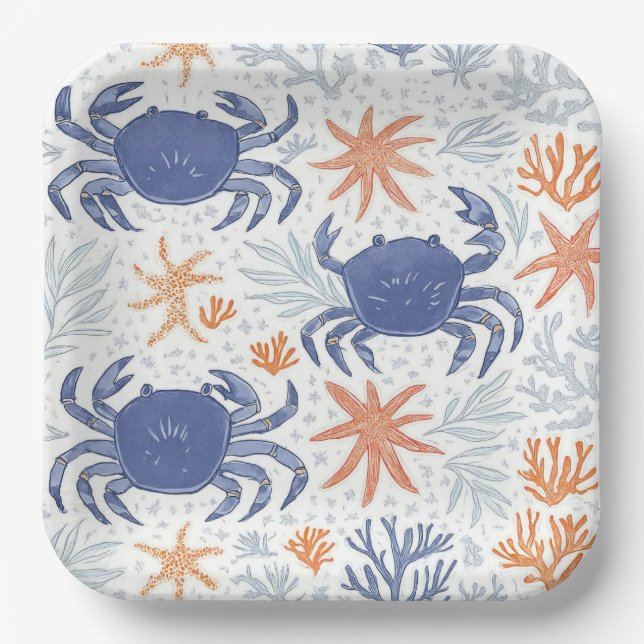 Coastal Blue Crab Boil  Paper Plate (Front)