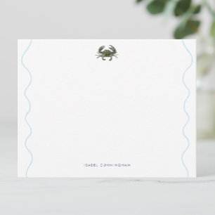 Coastal Blue Crab Wavy Border Personalised Card