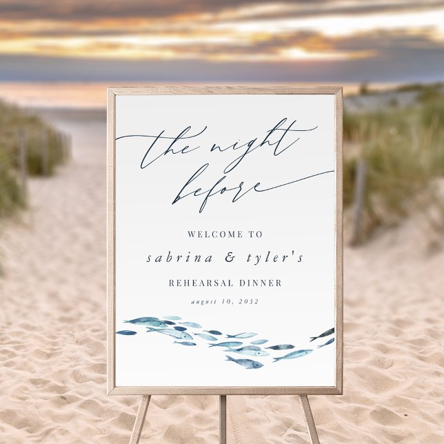 Coastal Blue Fish Rehearsal Dinner Welcome Sign (Creator Uploaded)