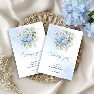 Coastal Blue Flowers Eucalyptus Wedding thank you Card