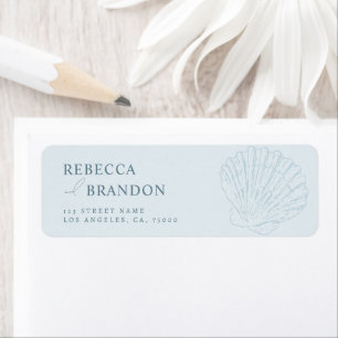 Coastal Blue Hand Drawn Seashell Wedding Address