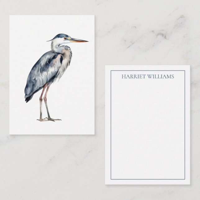 Coastal Blue Heron Bird Card (Front/Back)