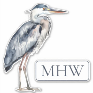 Coastal Blue Heron Bird Monogram